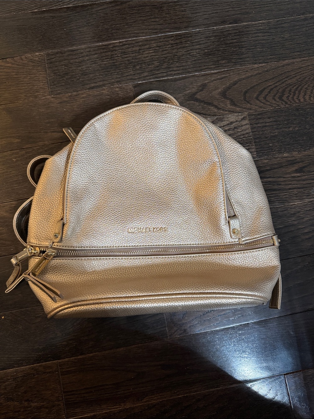 Michael Kors Metallic Gold Pebbled Leather Mini Backpack